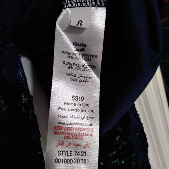 NWOT Quiz Bardot Embellished Sequin Cocktail Formal Prom Gown Navy Blue 4 - Picture 10 of 12